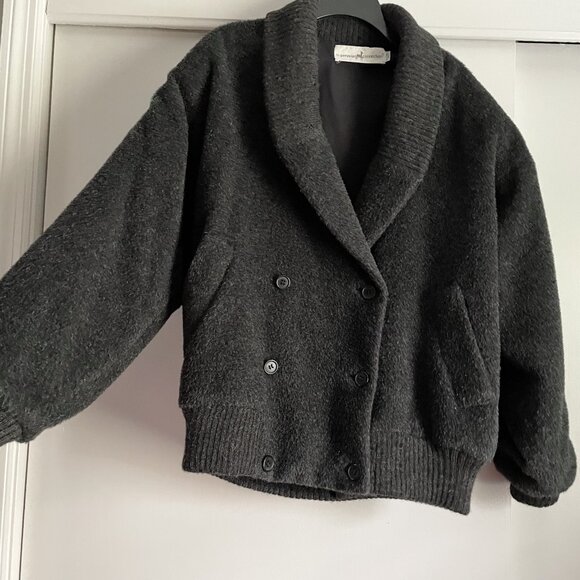 Peruvian Connection Bomber Jacket Size M Gray Alpaca Wool Vintage Button Coat - Picture 7 of 15